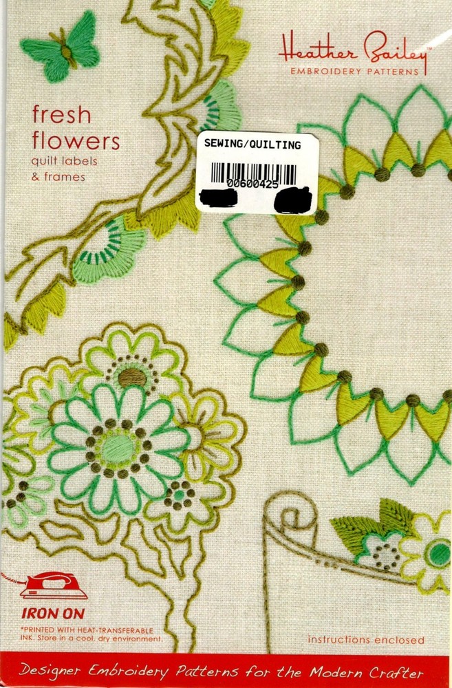 Fresh Flowers Quilt Labels & Frames Transfer Embroidery Pattern Heather Bailey