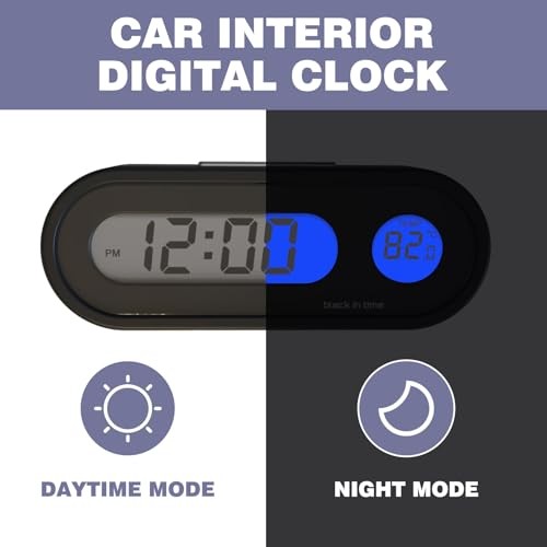 Black Mini Waterproof LED Digital Clock with Temperature Display, Adjustable