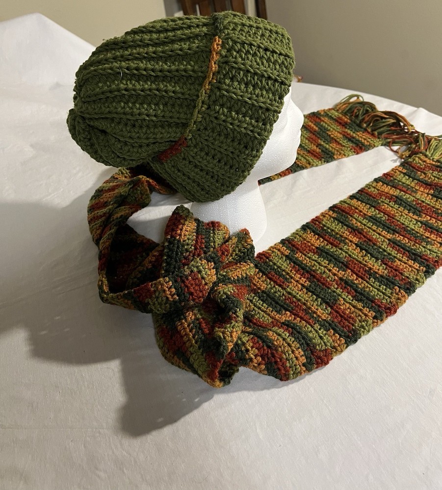Hand Crochet Beanie And Scarf Set