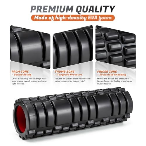 Foam Roller for Deep Tissue Massager, 18" Trigger Point Foam Roller, Black