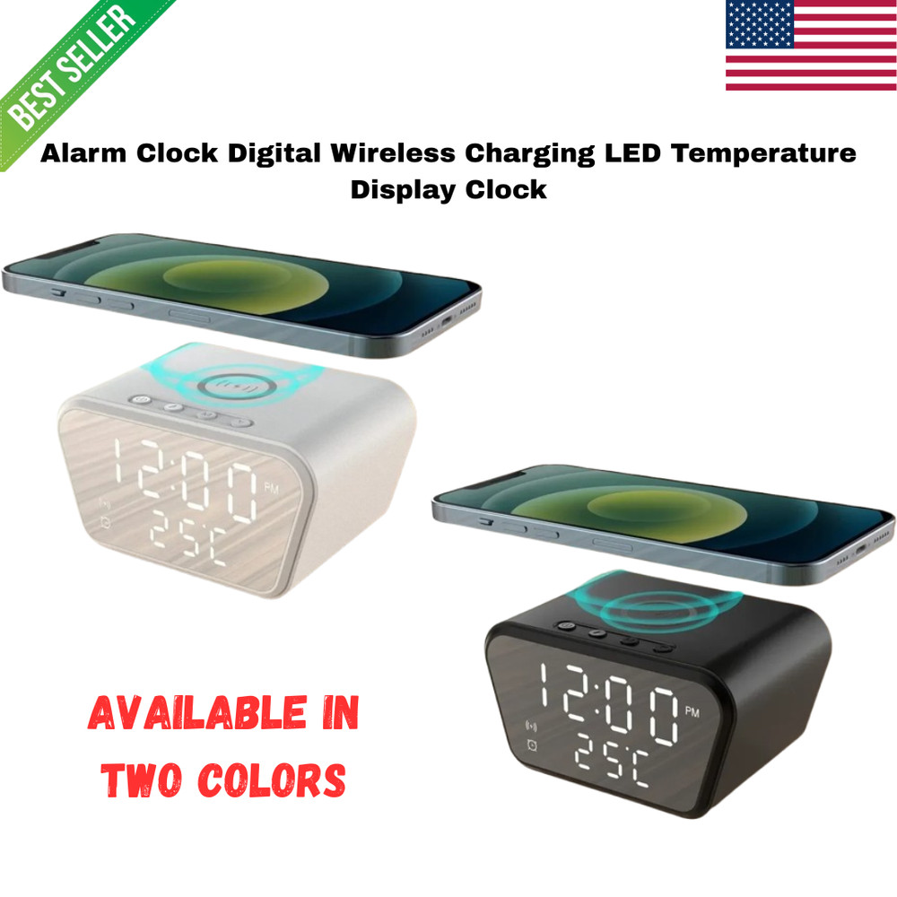 Alarm Clock Digital Wireless Charging LED Temperature Display Clock