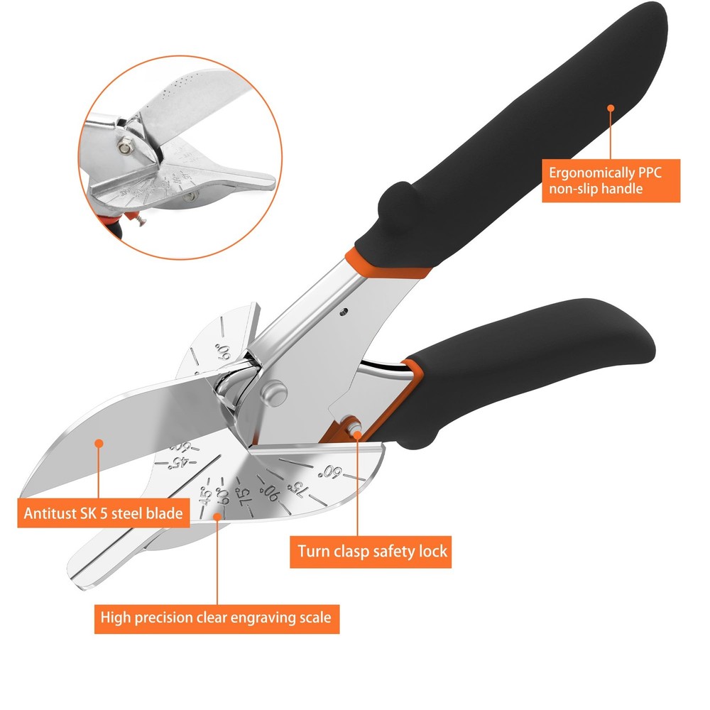 GARTOL Miter Shears, 45°135° Adjustable MultiAngle Cutter for Molding, Trim &...