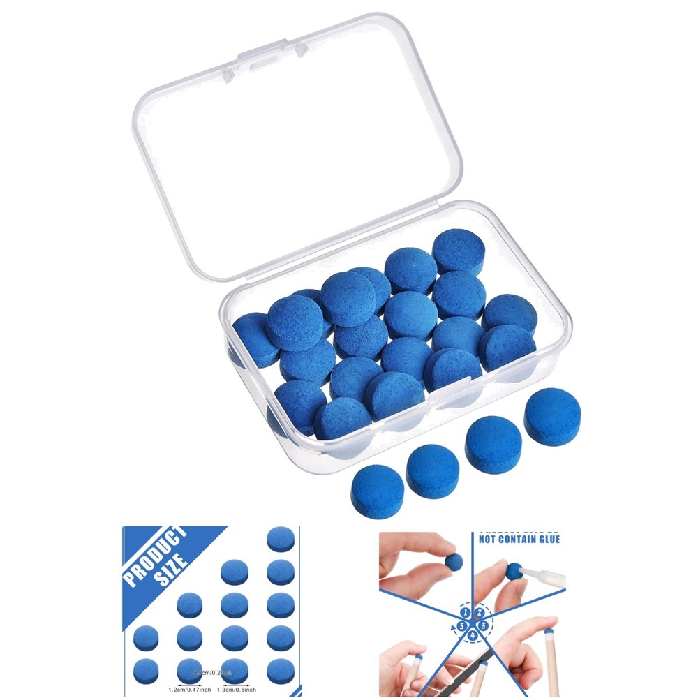 Essential 20-Pack Pool Cue Tips with Storage Box - Perfect for All Players