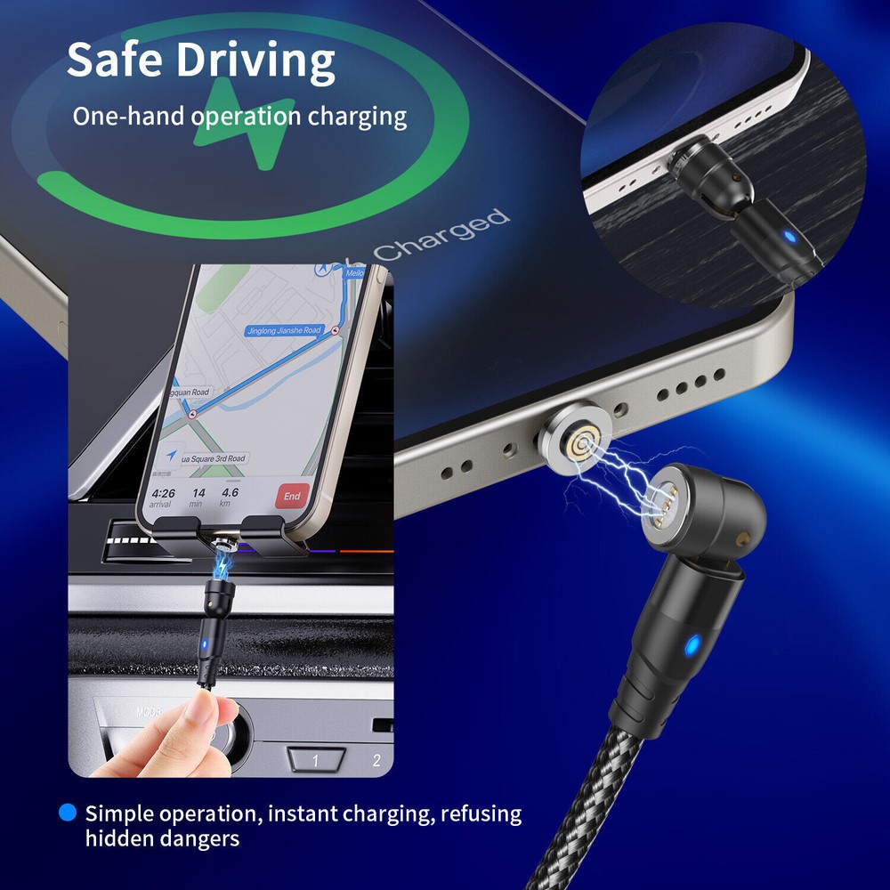 540 Rotate Magnetic Cable PD 60W USB C to Type C Micro USB Data Sync Fast Charge