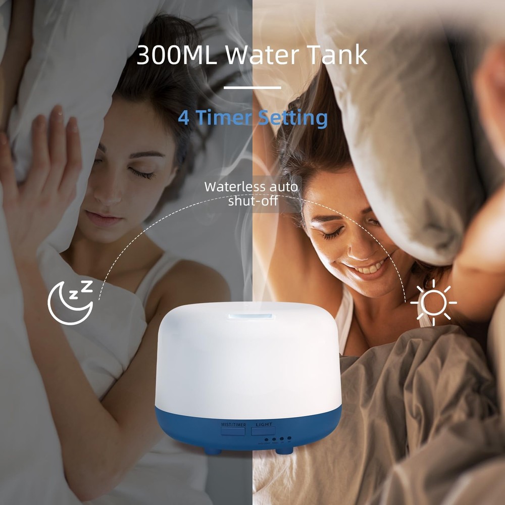 Marchred 300ML Essential Oil Diffuser with Remote Control, 7 LED Dark Blue