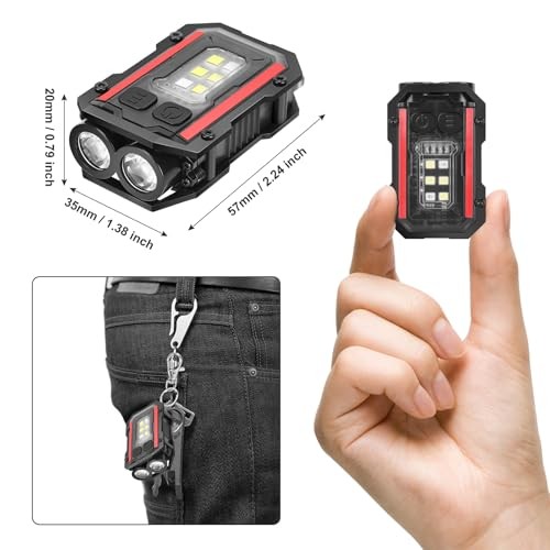 Mini Keychain Flashlight with Clip, 8 Modes Pocket Flash Light, Red 2 BALCK