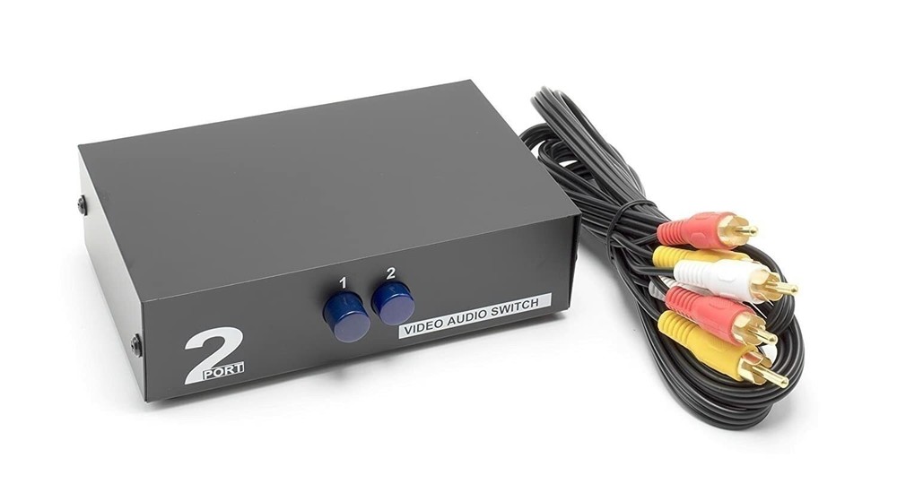 2 Way Switch Composite Video Switcher -Black- with RCA AV Cable