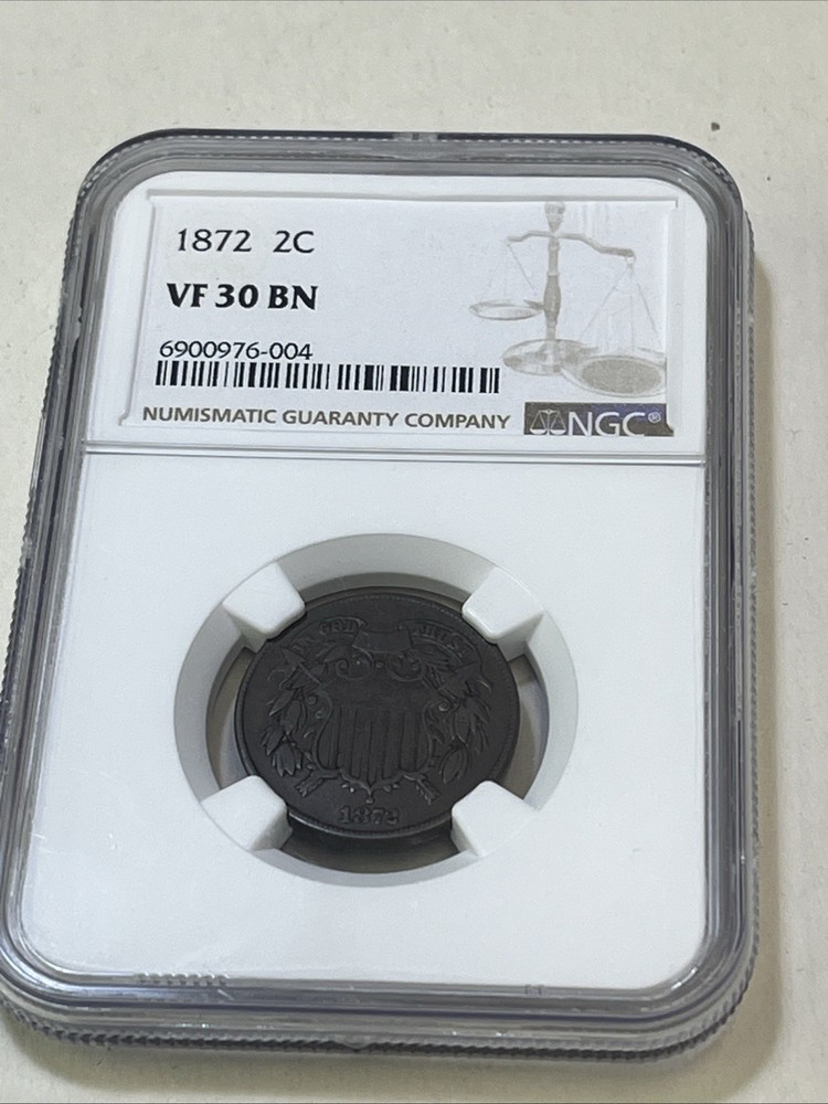 1872 Two Cent Piece VF-30 NGC Brown