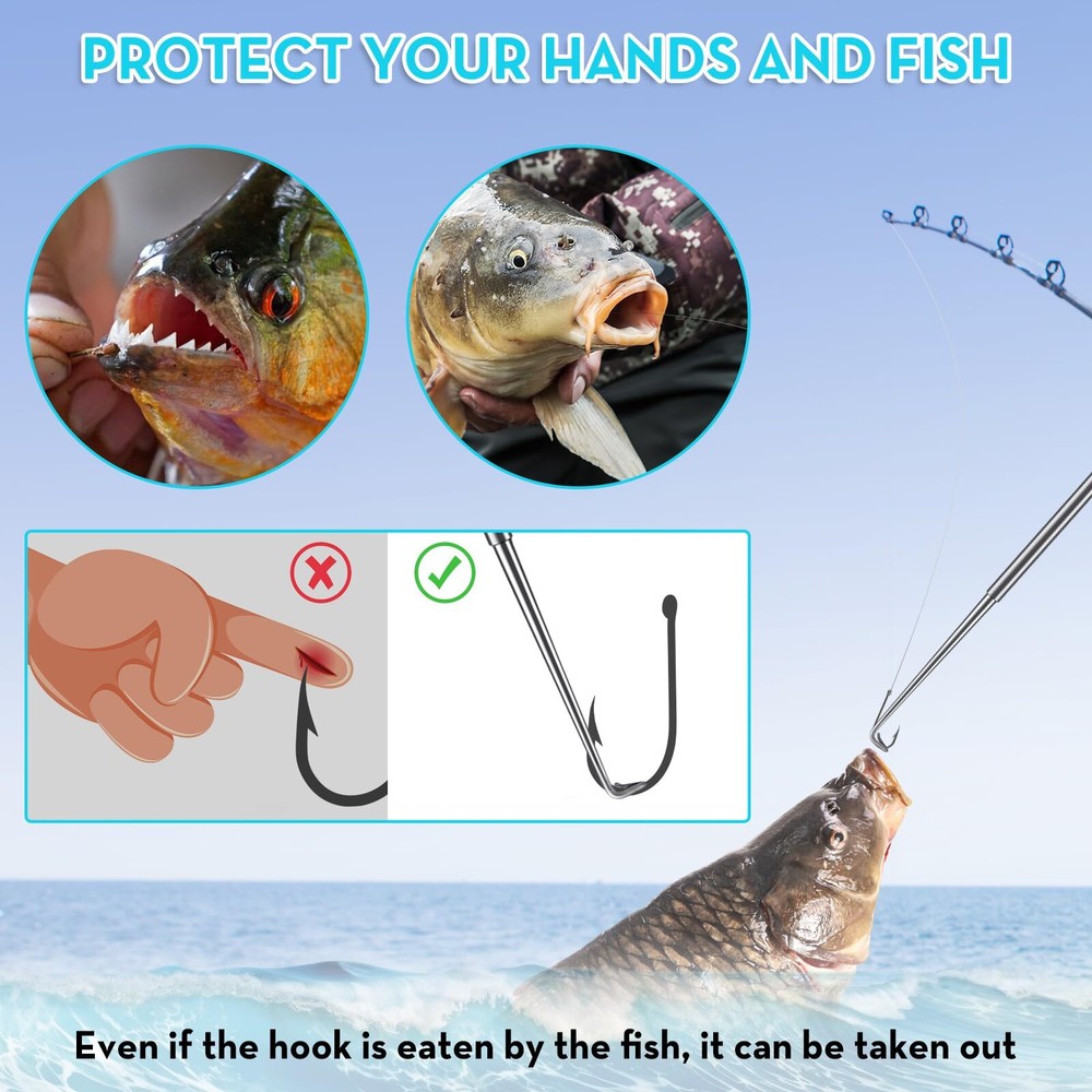 4 Pcs Fish Hook Quick Remover Tool Fish Hook Extractor with Storage Tubes