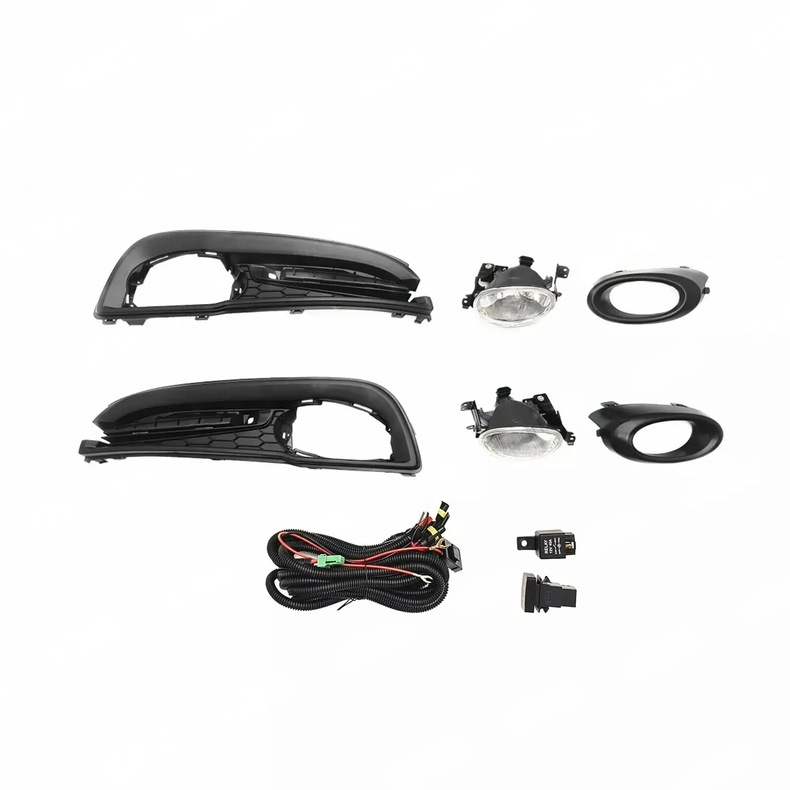 14PC Bumper Grille Fog Lights Bumper Bracket Kit Fit For Honda Civic 2013-2015