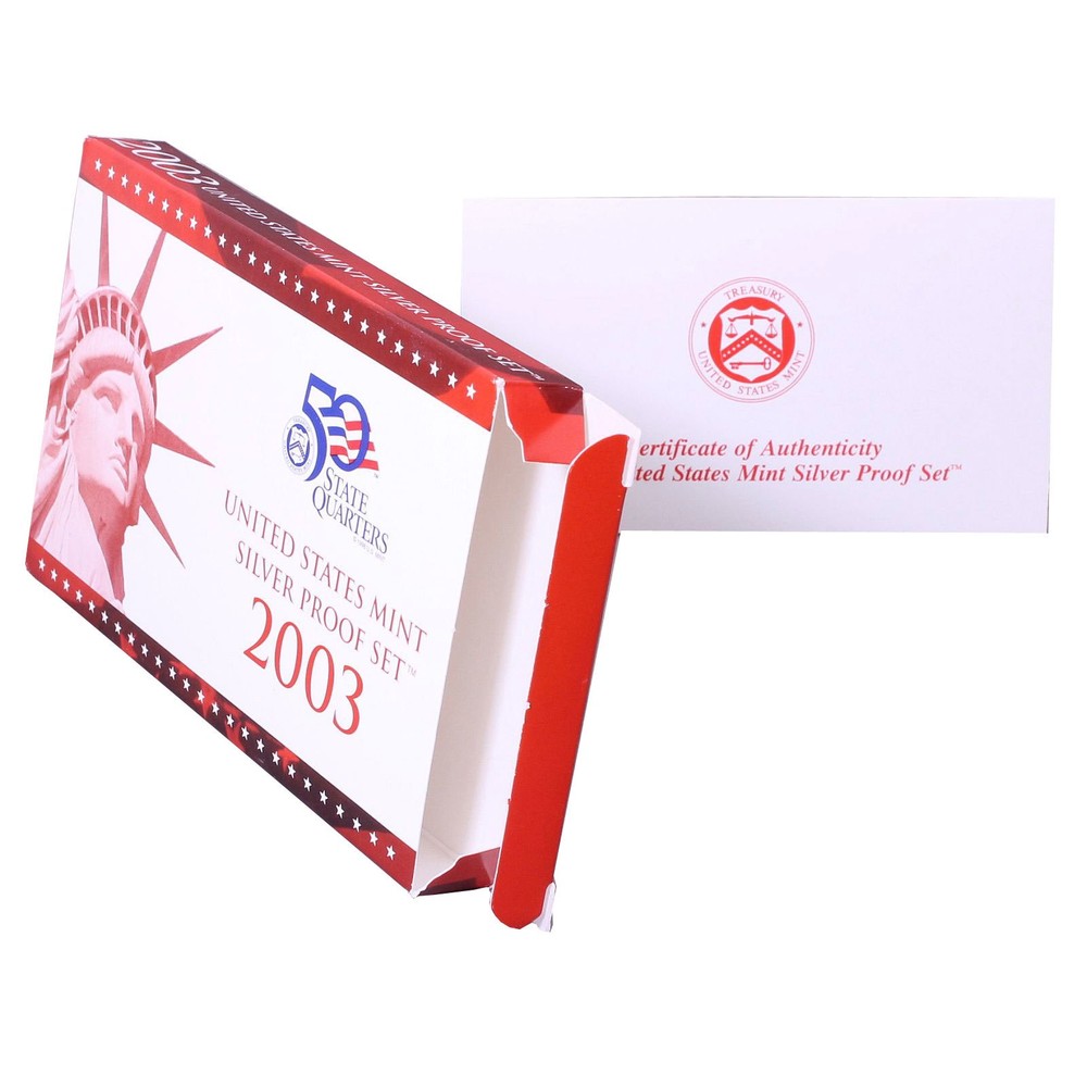 Empty Packaging Replacement Silver Proof Set Box & COA No Coins 2003