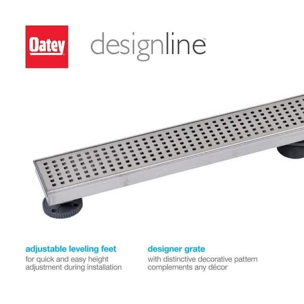 Oatey Designline 24 in Stainless Steel Linear Shower Drain Square Pattern