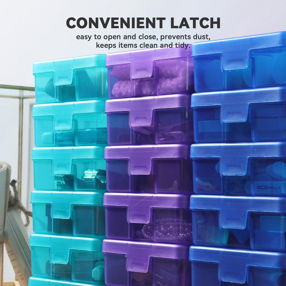 18 Pack Small Plastic Storage Containers Clear Arts & Crafts Storage Boxes & ...