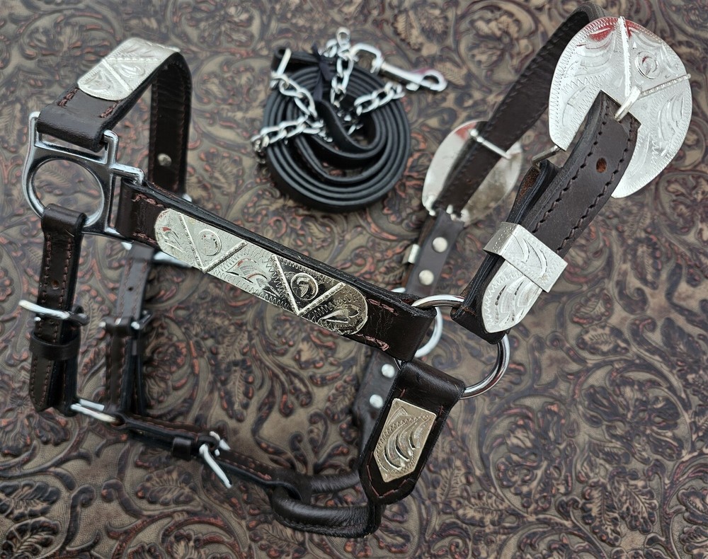 Silver Show Halter - Yearling Size - Matching Lead