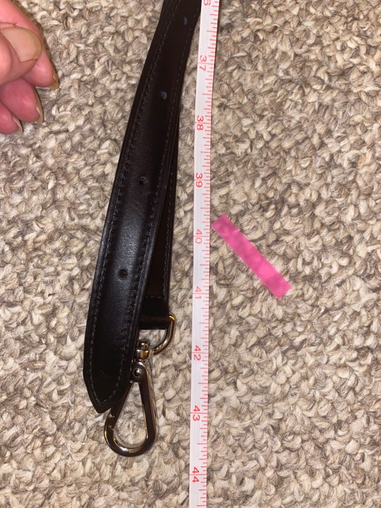 Tumi black leather replacement shoulder strap adjustable Silver Hardware