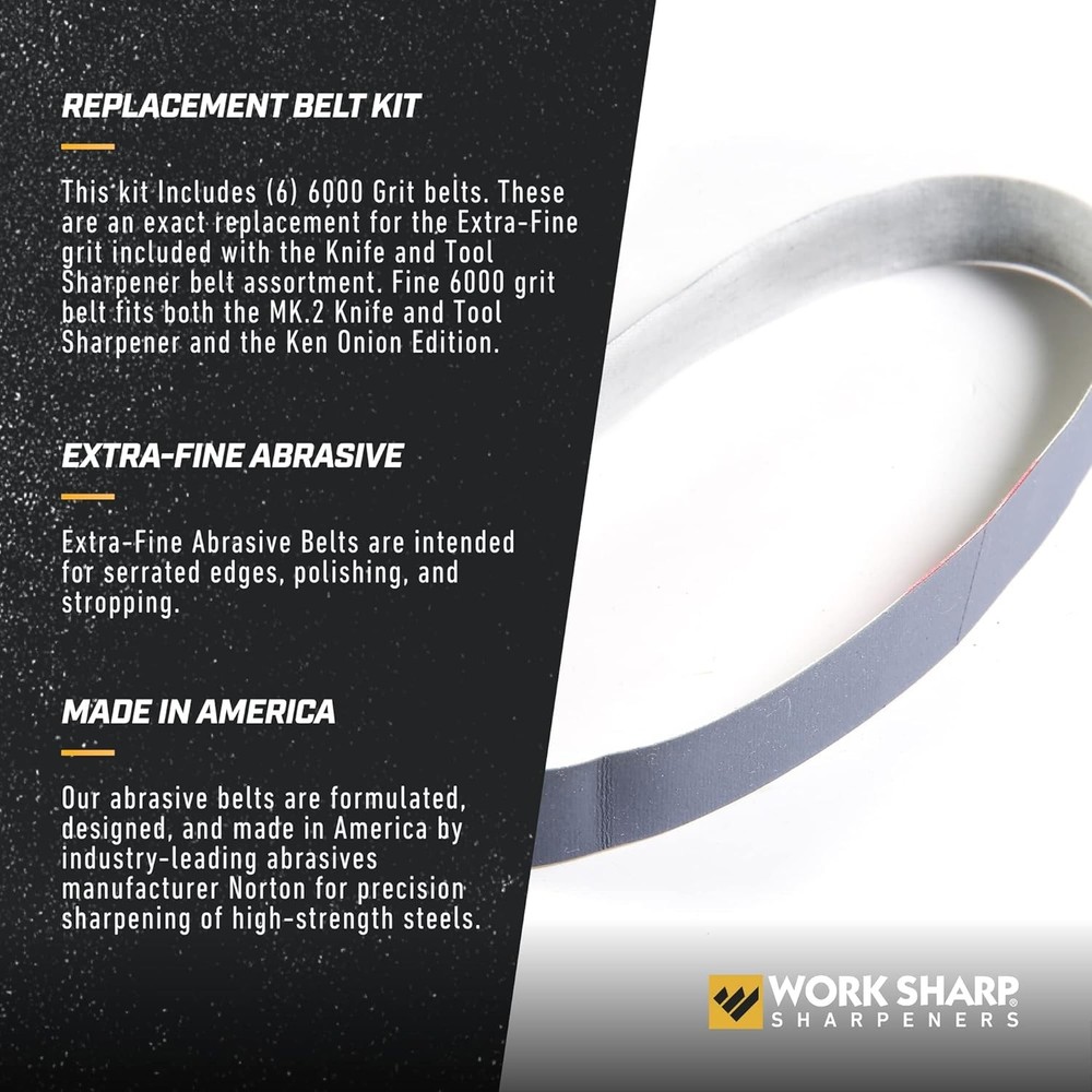 Work Sharp Knife & Tool Sharpener 6000 Grit Fine Replacement Belt Kit WSSA000270
