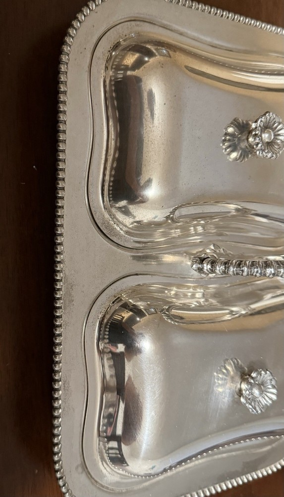 Doubled Vintage Silverplate Lidded Footed Chafing Dish or Server 