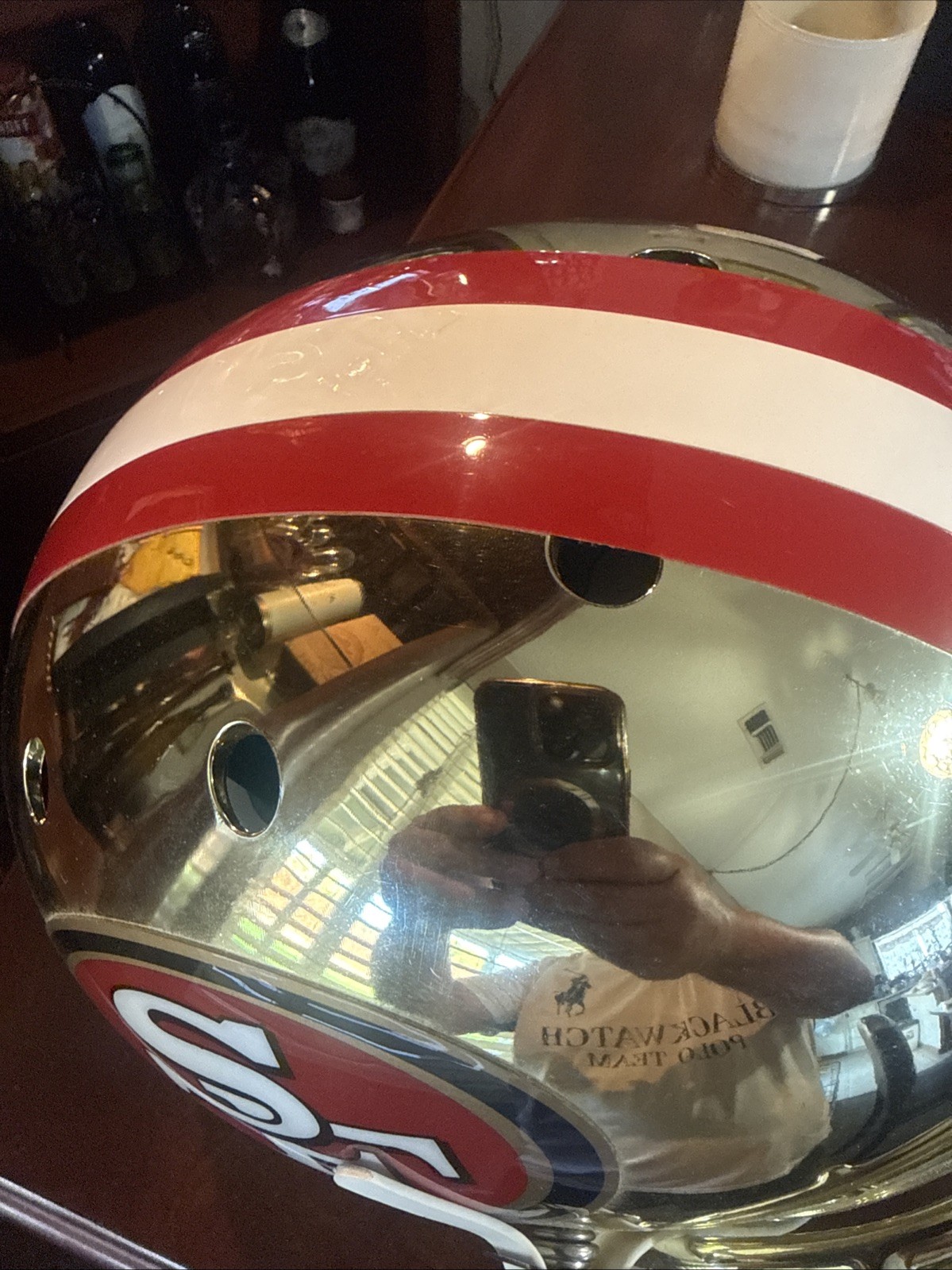 SAN FRANCISCO 49ERS Full Size Chrome Authentic Gold Football Helmet -