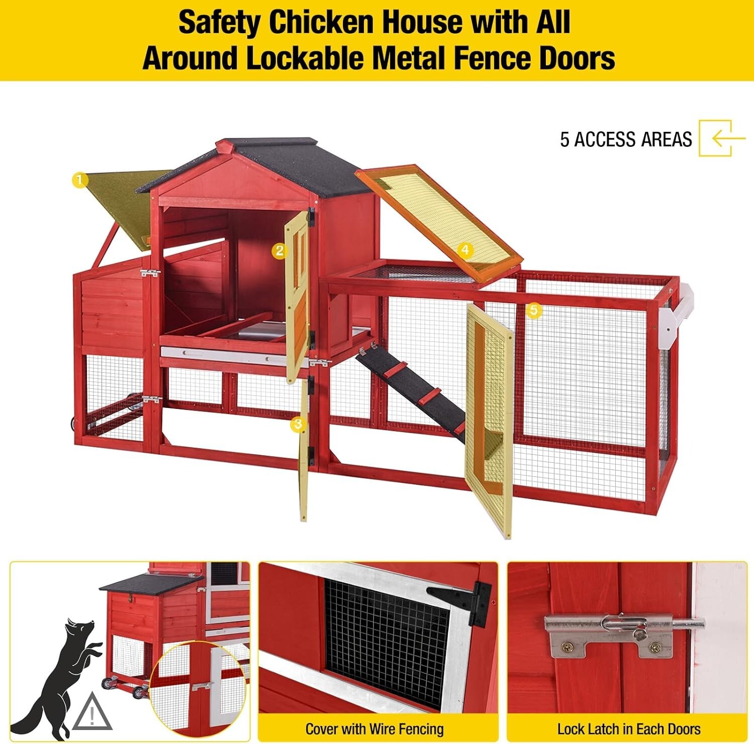 Aivituvin Chicken Coop Expandable Mobile Chicken House for Outdoor with Wheels