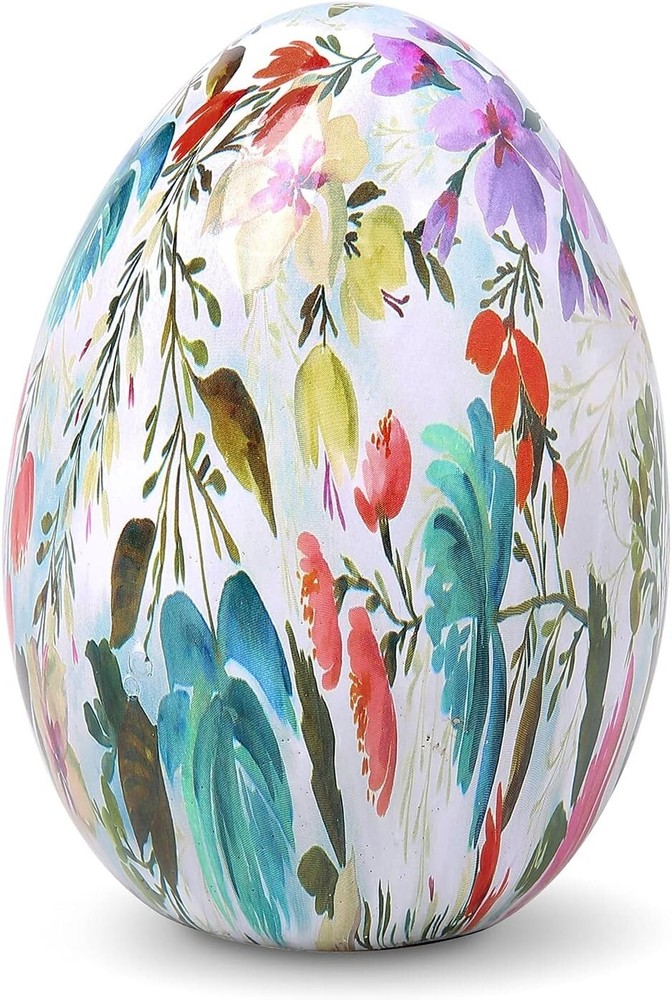 White Ceramic Decorative Easter Egg Tabletop Decoration, Freestanding Easter Egg