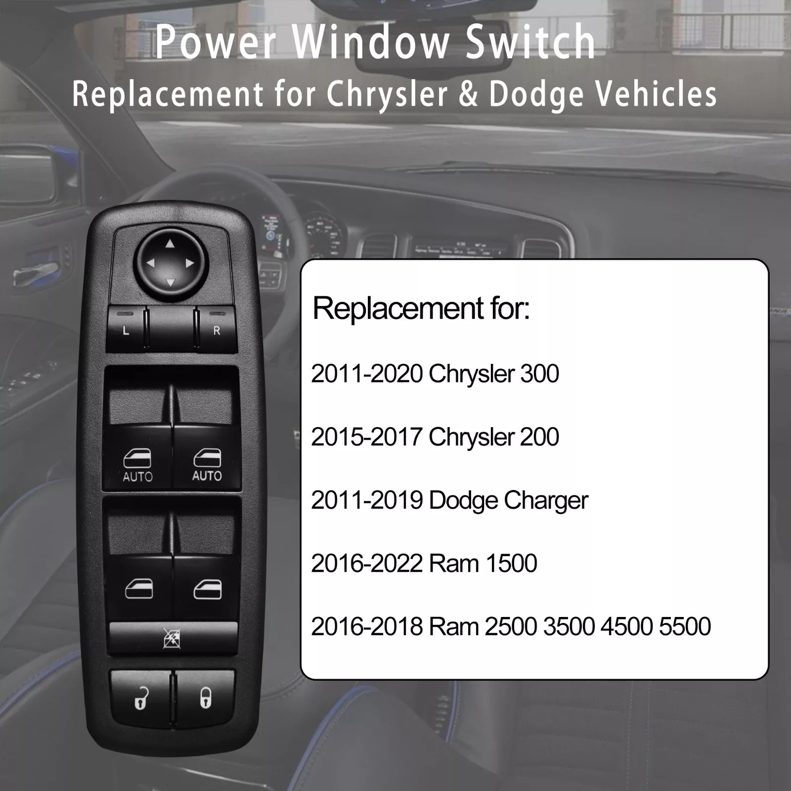 Master Power Window Control Switch for Chrysler 200 300 Dodge Charger Ram 4-Door
