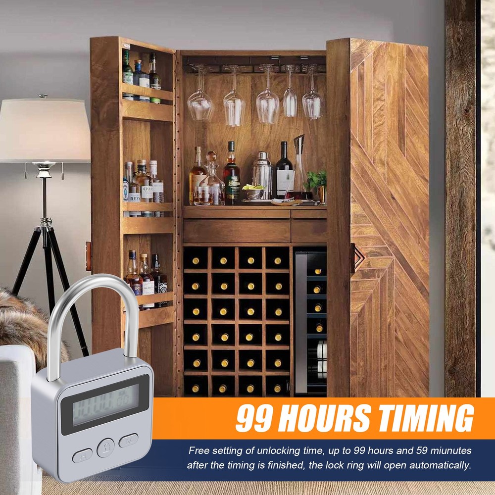 Metal Timer Lock LCD Display Multi-Function Electronic Time 99 Hours Max3874