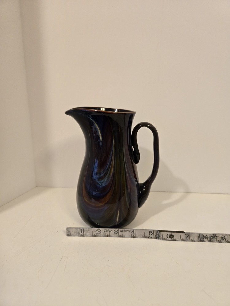 Hand Made Blown Art Glass Pitcher Signed