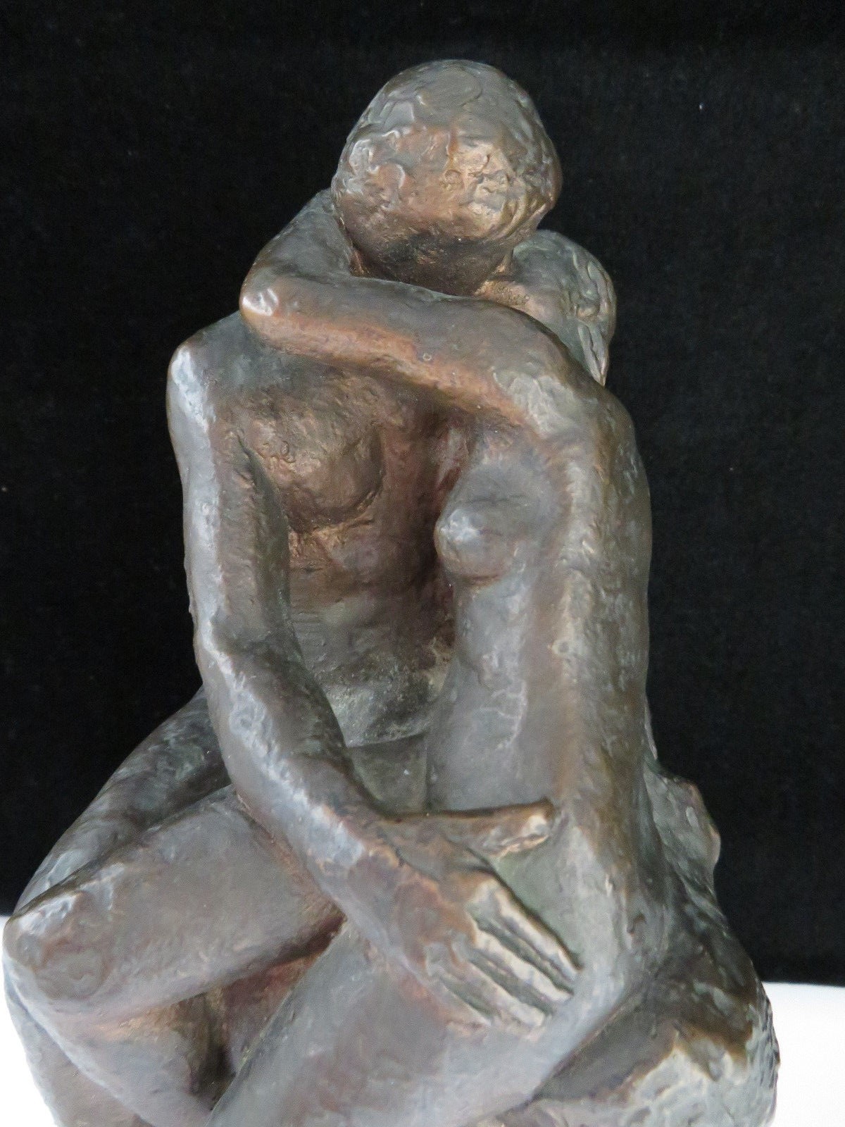 The Kiss Molded Statue on Wood Base