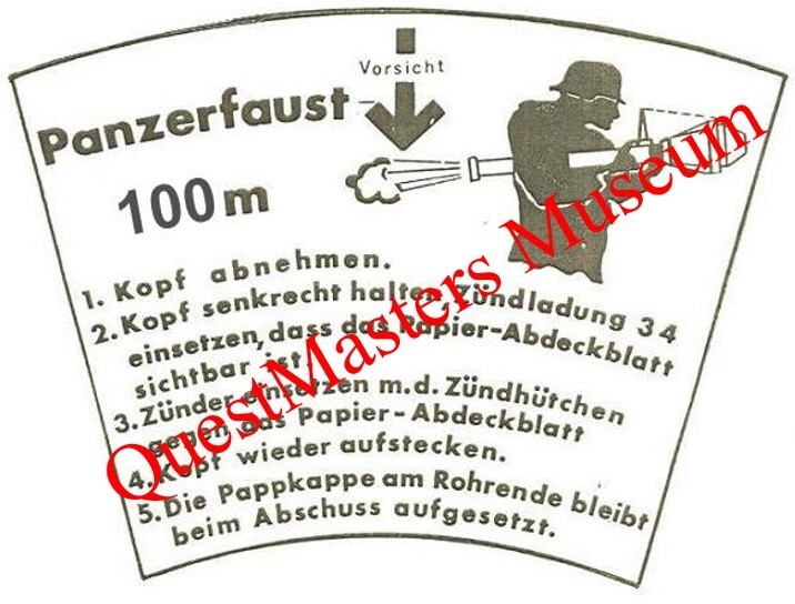 German WWII Panzerfaust 100 warhead decal, white