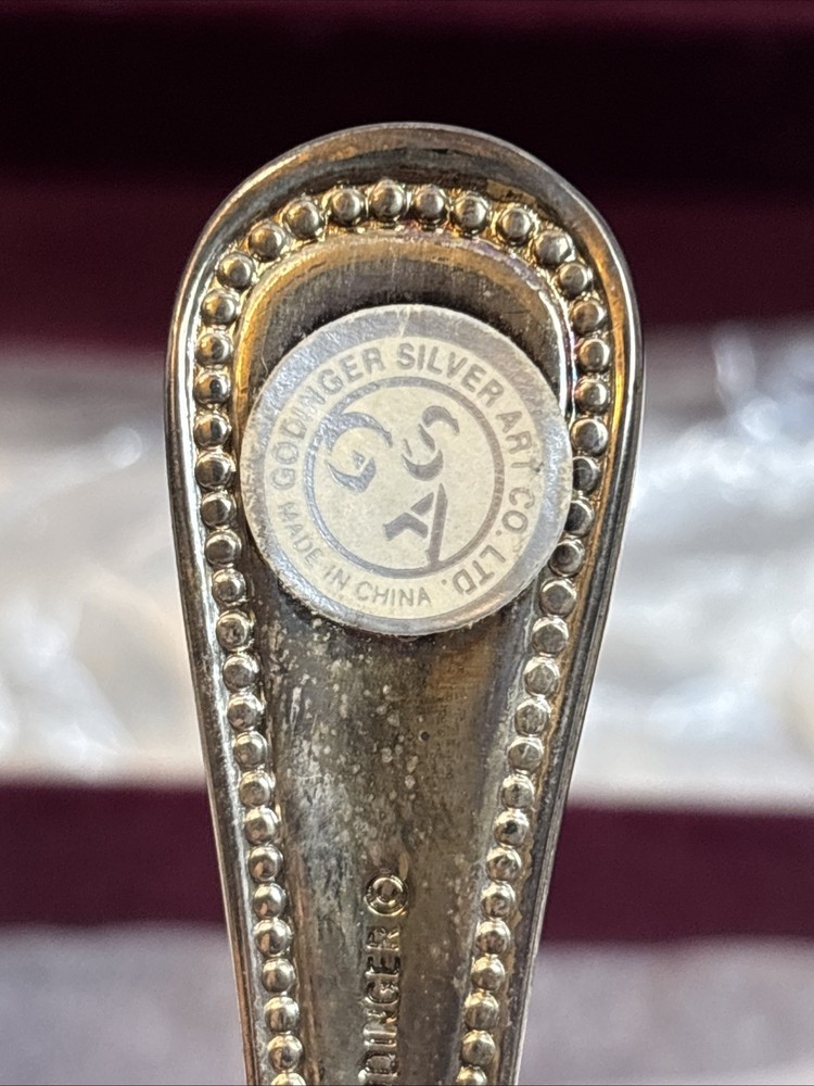 Vintage Goi2 Godinger Appetizer Serving Set Velvet Box Silverplate Lot Of 4