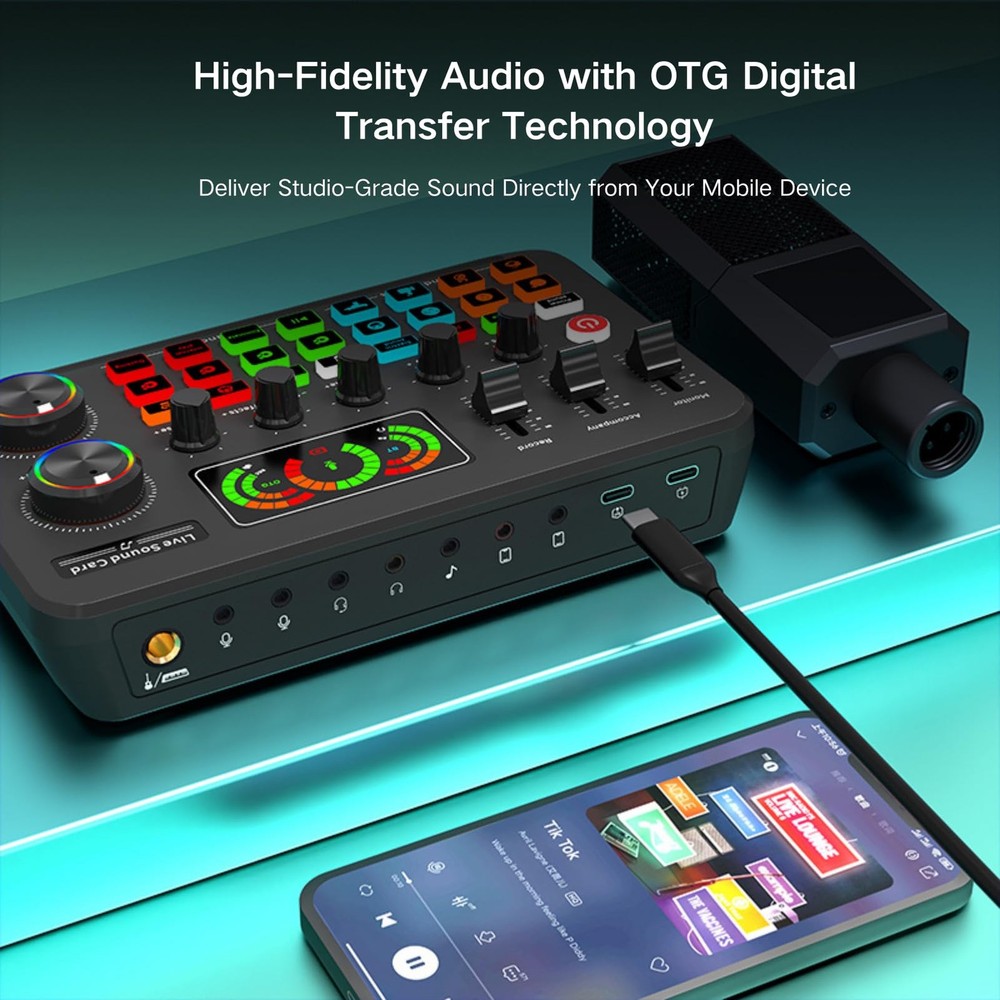 Podcast Equipment Bundle, 10 Channel Audio Interface and Gaming Mic with Blue...
