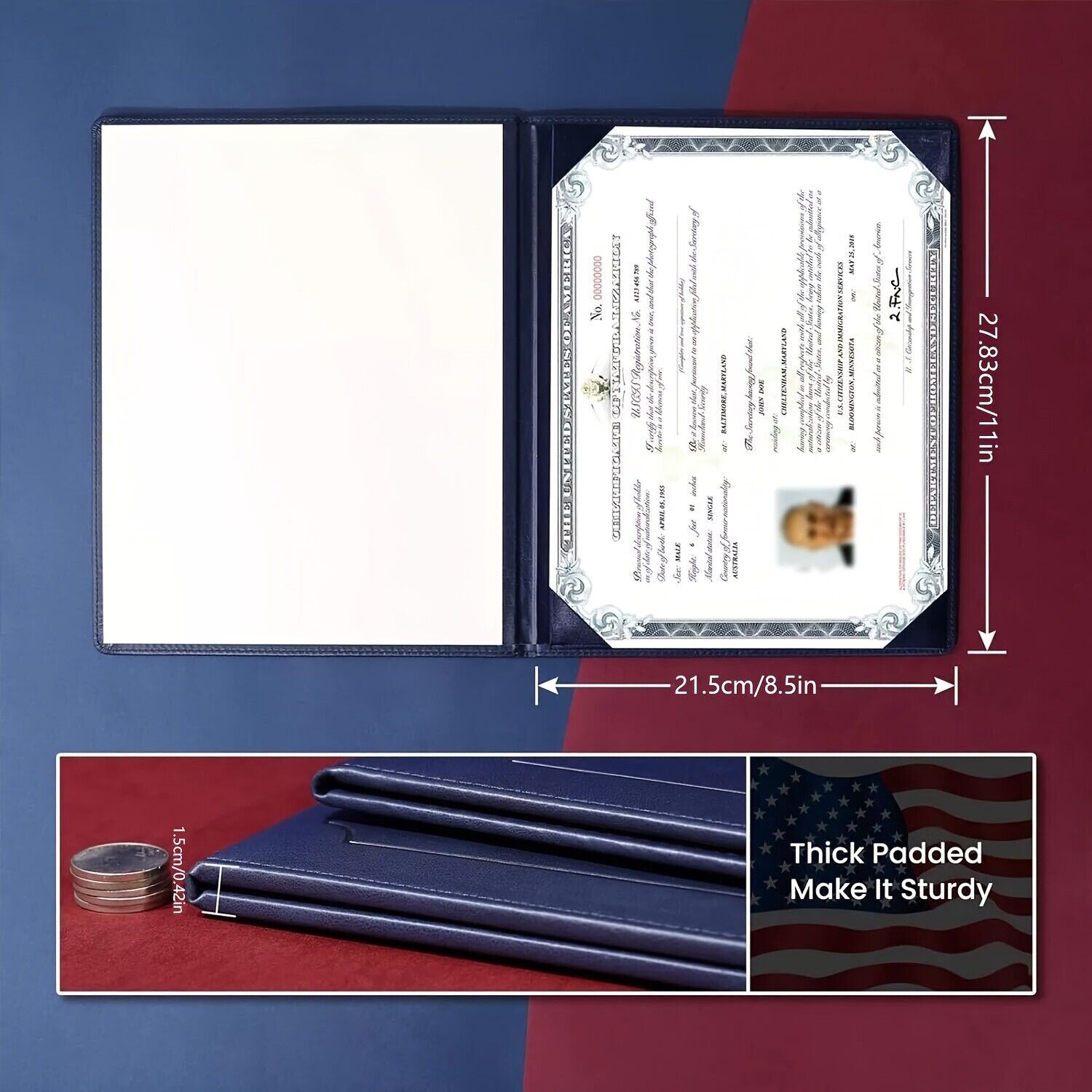 USA Citizenship Certificate Holder - US Citizenship Gifts - PU Naturalization