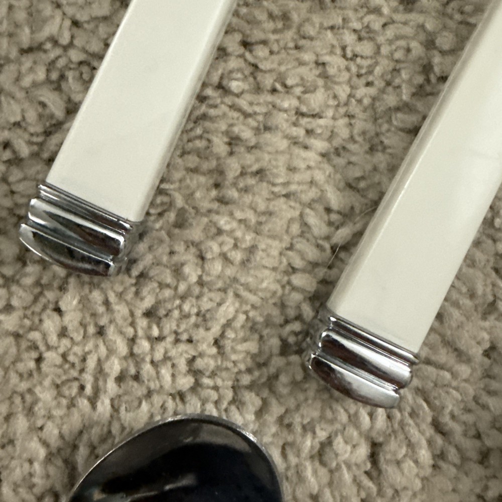 Assorted 17-pc White Plastic Handle Stainless Flatware, China, Taiwan