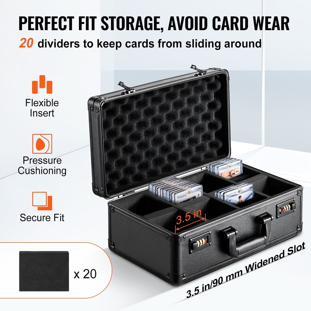 Collector's Card Storage Box W/ 4 Compartments Secure Coded Lock & Adjustable