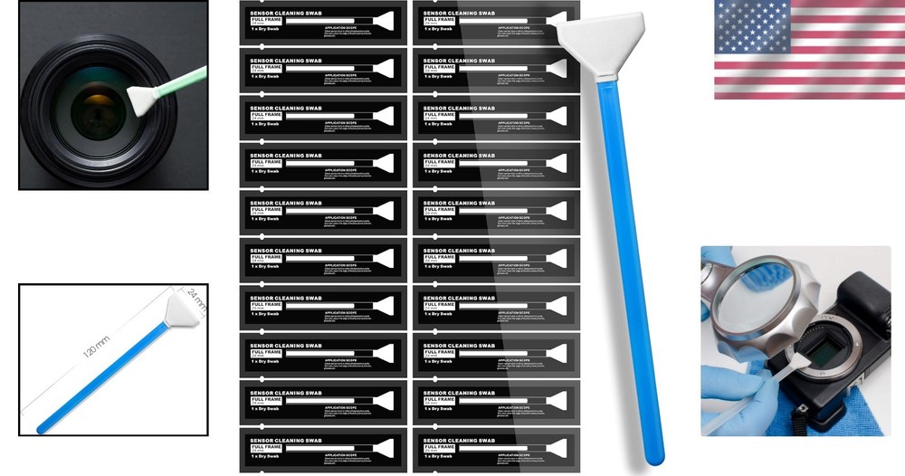 24mm Superfine Microfiber Sensor Cleaning Swabs - 20 Pack for DSLRs & SLRs