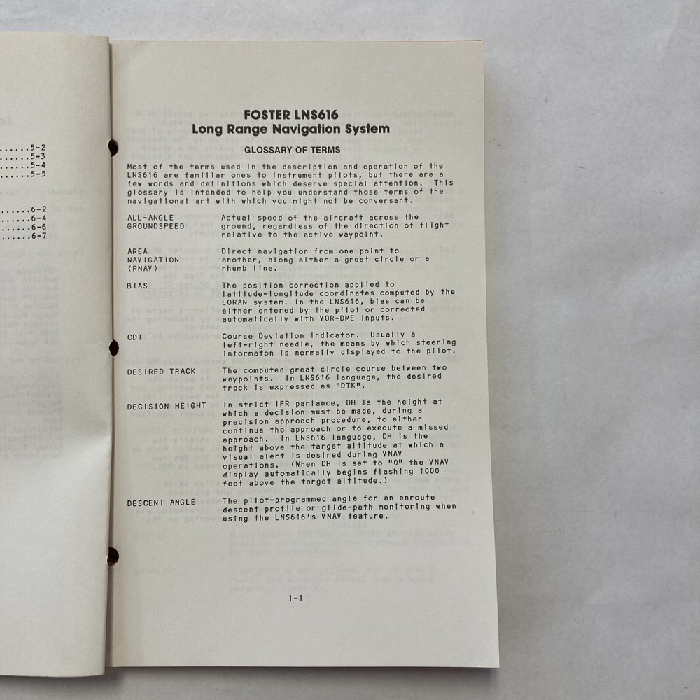 Foster LNS616 Long Range Navigation System Operation Manual