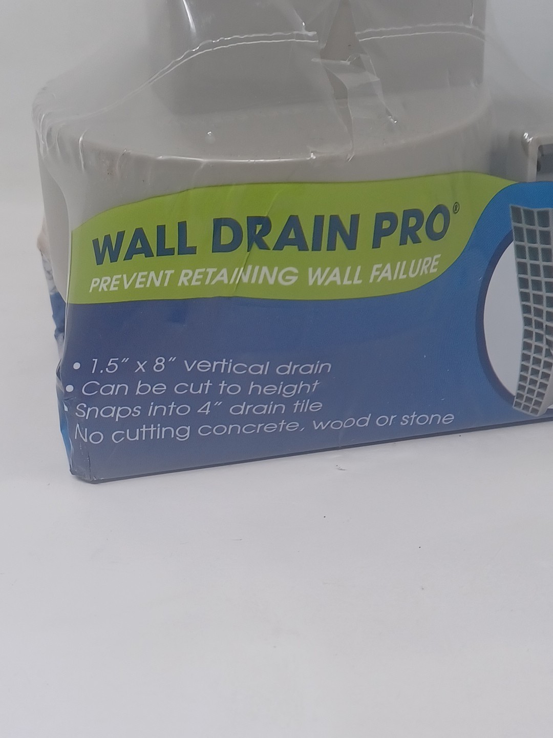 Reln Wall Drain 4 in. x 14 in. Universal Retaining Wall Block Channel Drain Gray