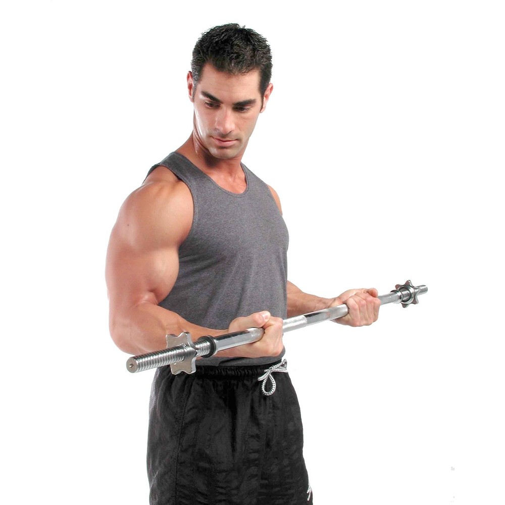 Barbell Standard Threaded Solid Easy Curl Bar, 47-Inch, Chrome Finish