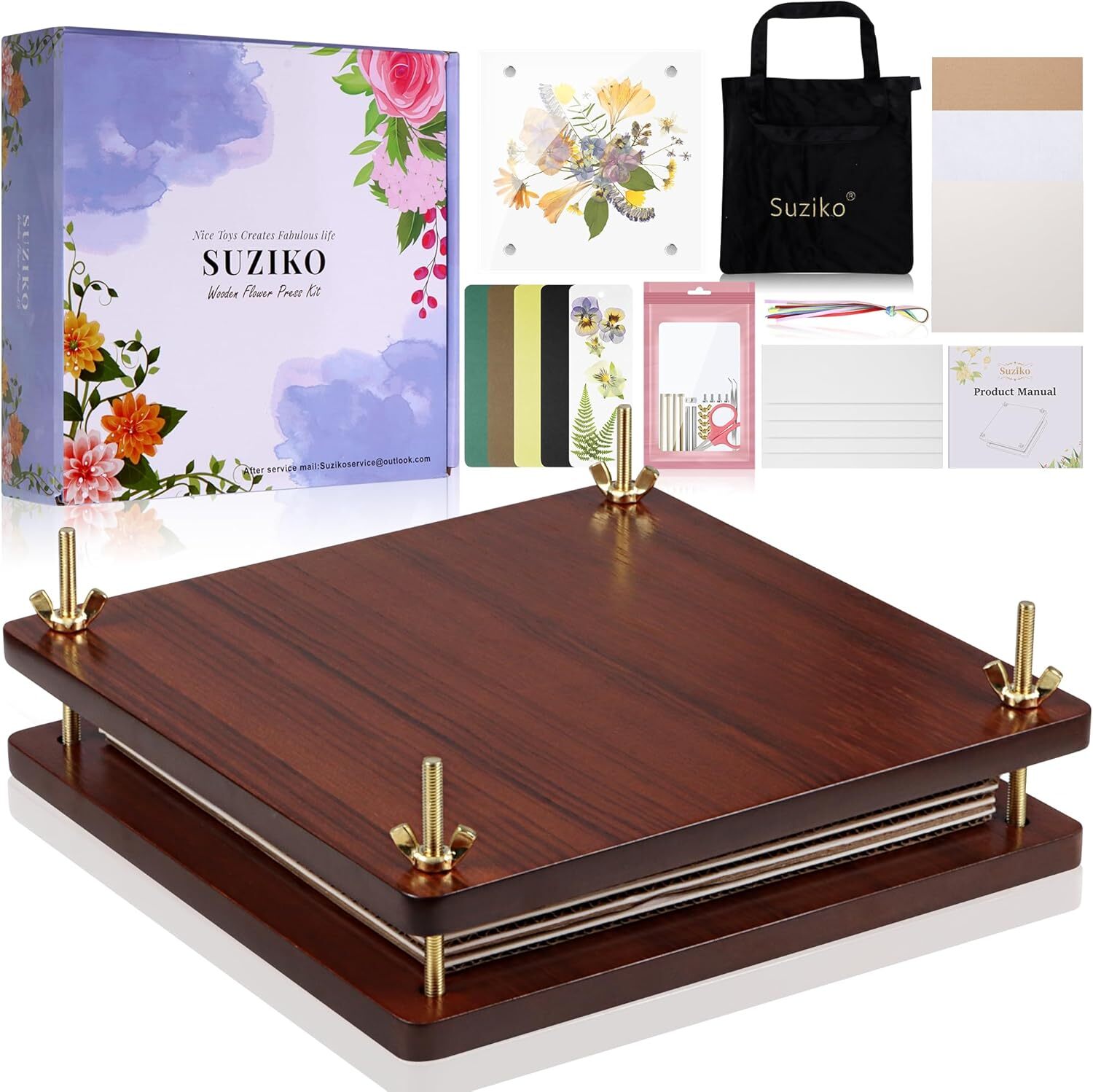 Flower Press-Flower Press Kit 10x10 inches with Storage Bag,Large Wooden Flower