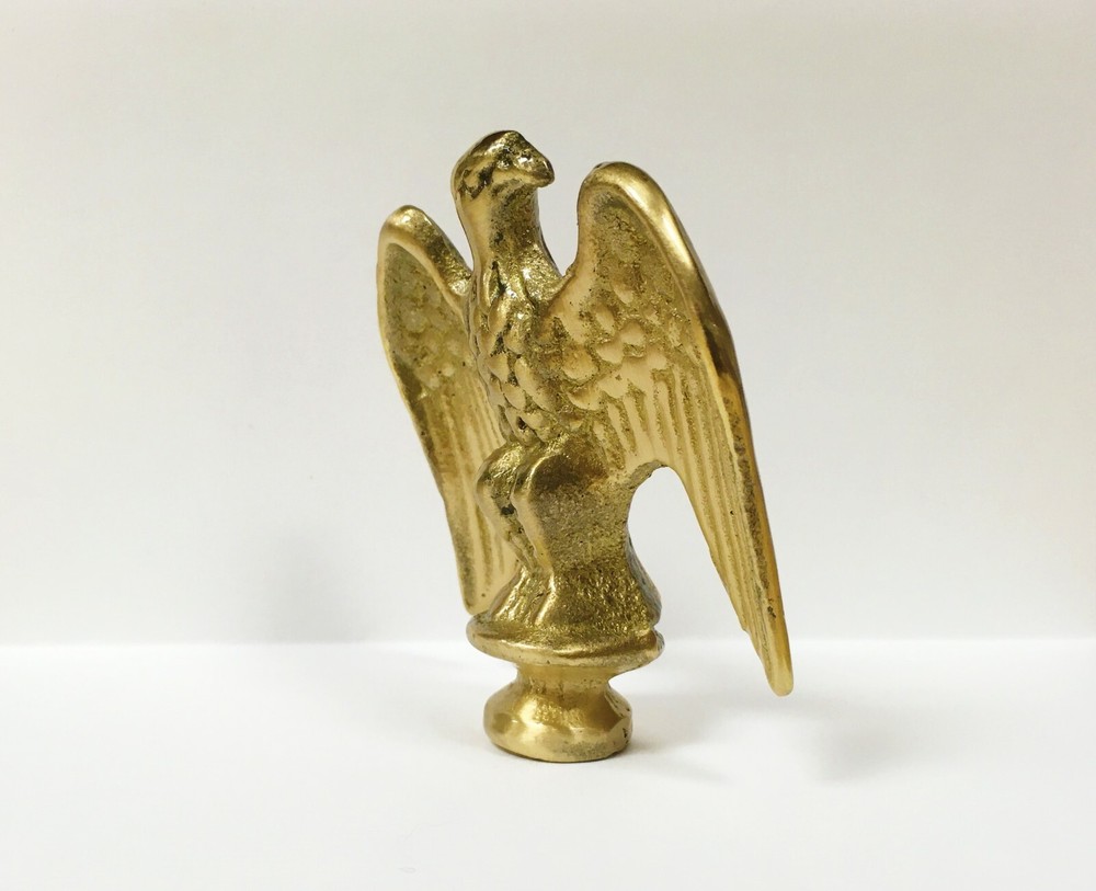 Lamp Finial-Solid Cast BRASS EAGLE, Highly Detailed W/Dual Threads, WB Finish