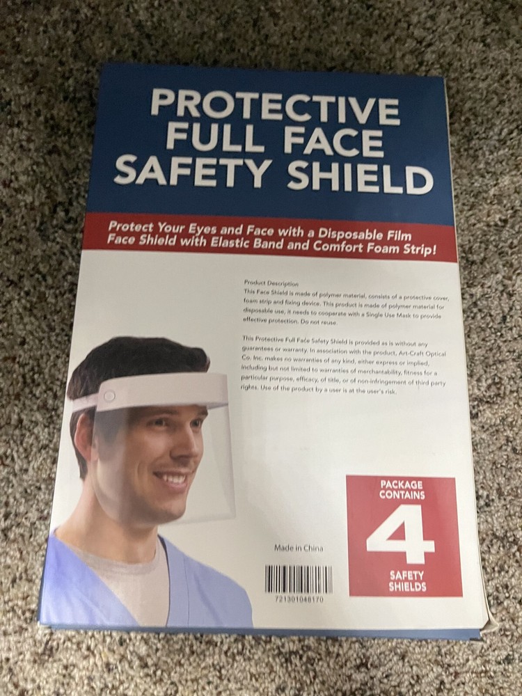 Protective Full Face Safety Shield 4 Pack New