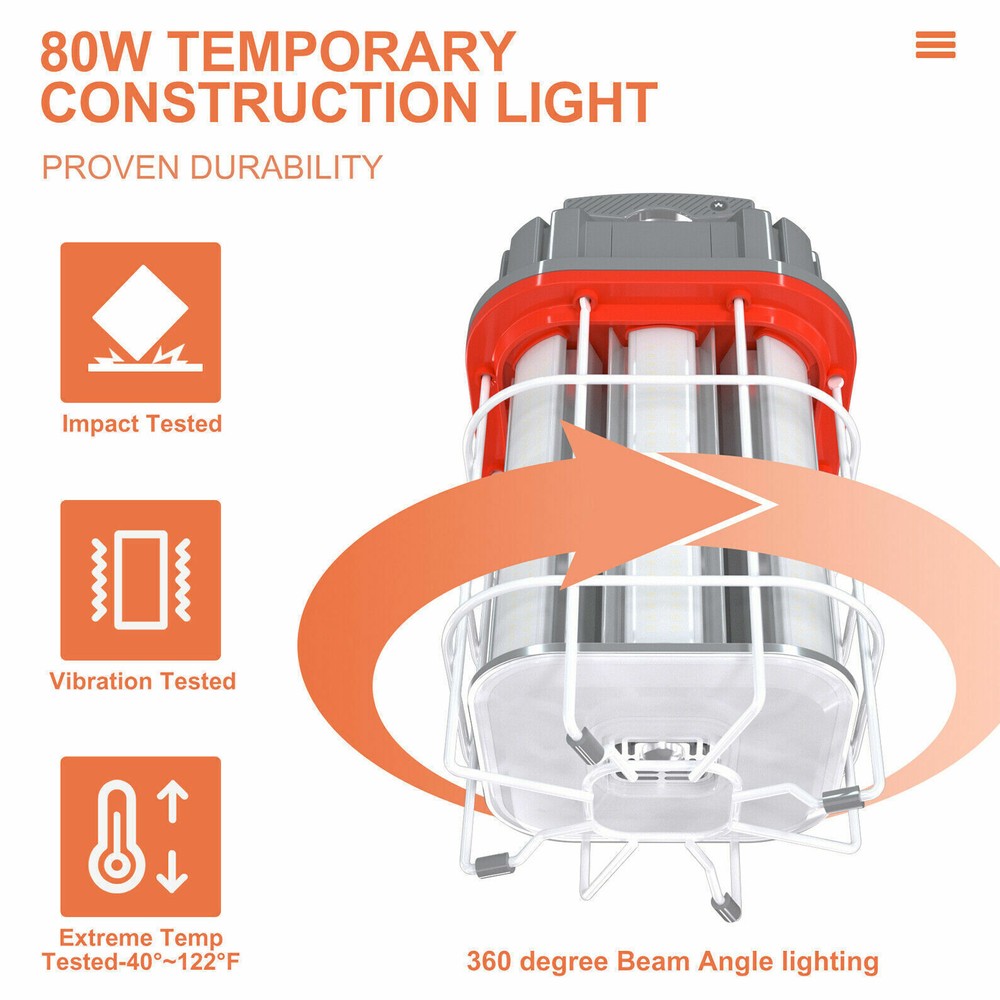 80W LED Construction Temporary Work Light For Building Job Site Lights Linkable