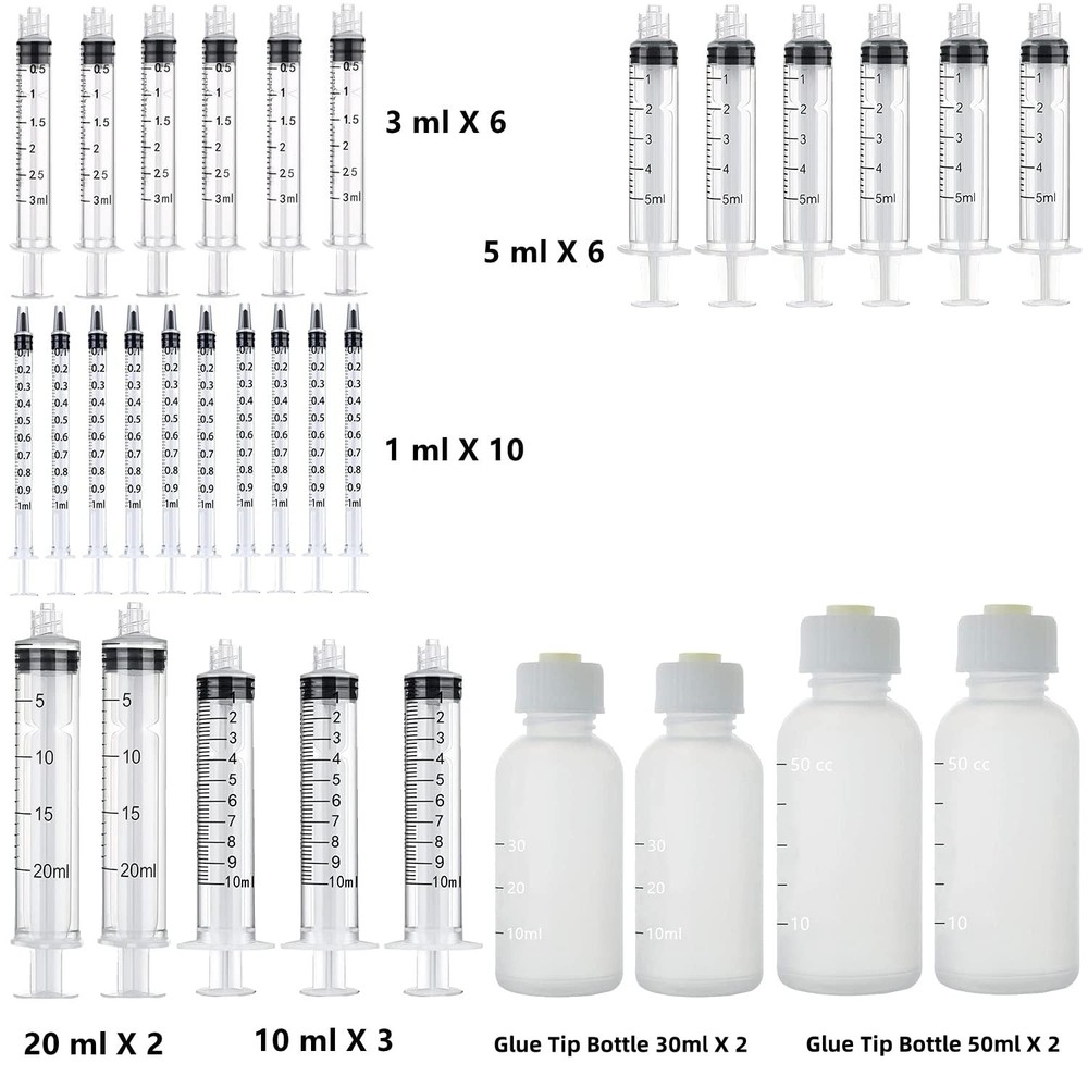 31-Pack Glue Measuring Dispenser Set with Refillable Bottles for Precision Use