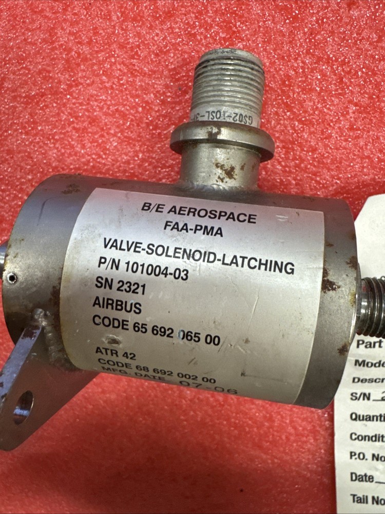 B/E Aerospace Valve Solenoid Latching, PN: 101004-03 bin18