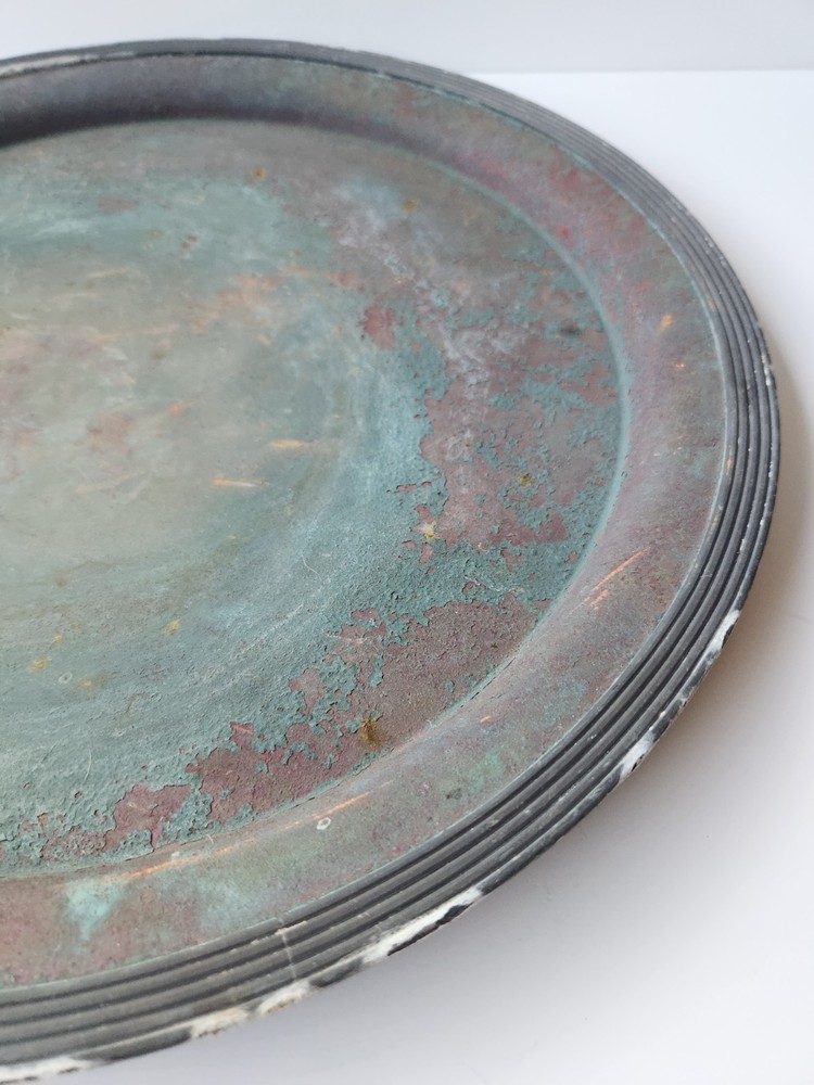 Antique Large Adelphi Silver Co. Patinated Copper Plate Tray 18"