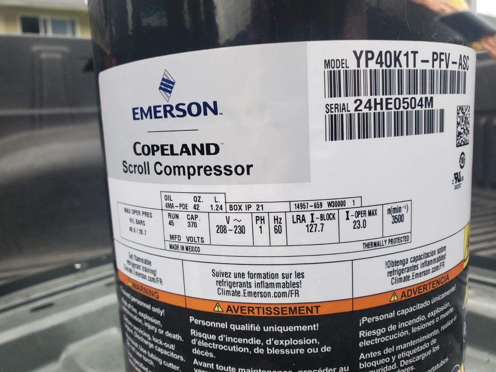 Copeland Scroll Compressor YP40K1T-PFV-ASC 4 Ton