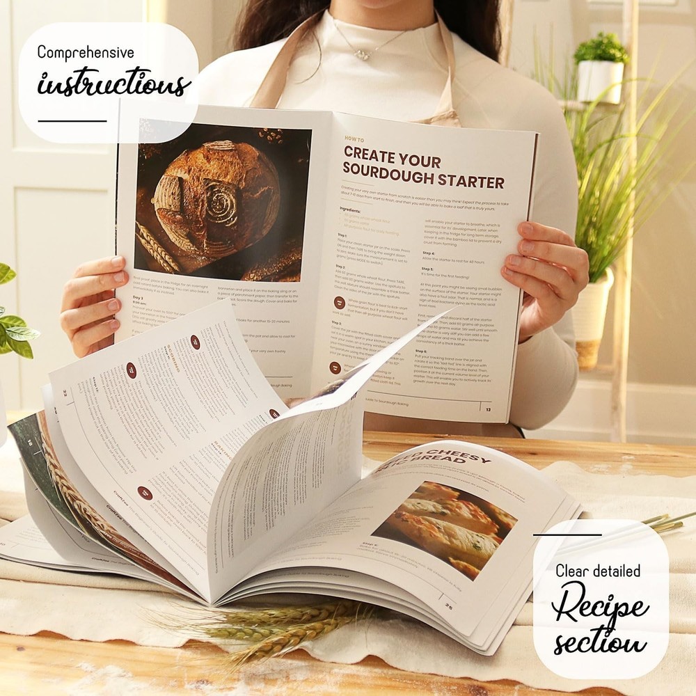 Beginner-Friendly Sourdough Starter Kit with 34 Oz Jar & Baking Accessories