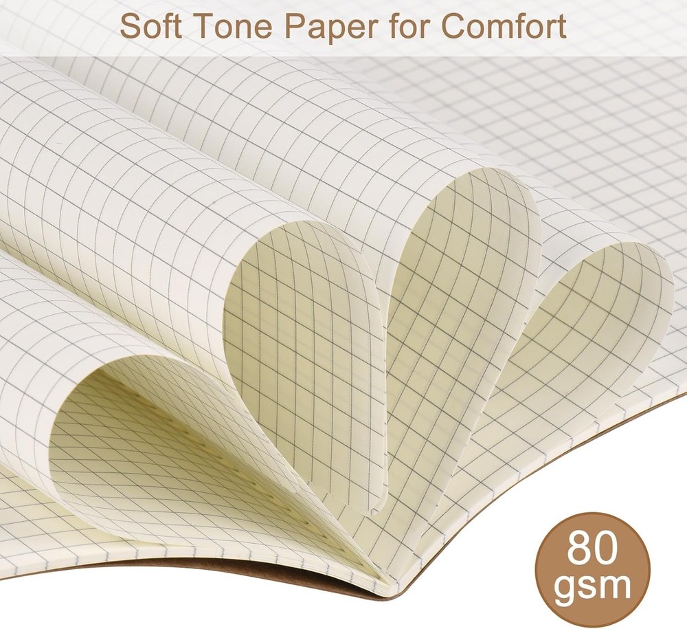 A5 Kraft Notebooks Bulk, Inches Graph Paper Journaling Notebooks,