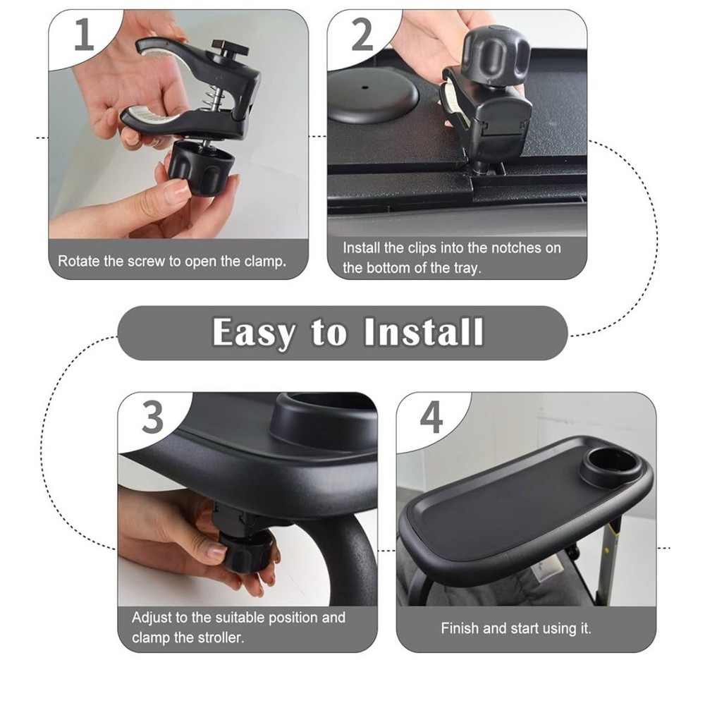 Wanateber Universal Stroller Snack Tray, Stroller Cup Holder Organizer