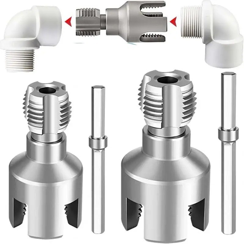 2pcs Integrated Internal & External Pipe Threading-Tool,PVC Pipe Threader Kit